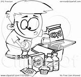 Food Junk Clipart Packing Picnic Cartoon Boy Basket Into Coloring Vector Toonaday Outlined Dye 2021 Leishman Ron Clipground sketch template