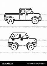Cars Coloring Book Kids 4wd Pickup Vector Royalty sketch template