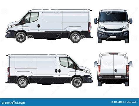 vector van template isolated  white stock vector illustration  front rear
