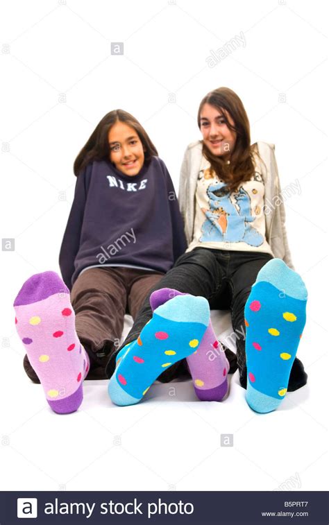 two teen girls in socks teen