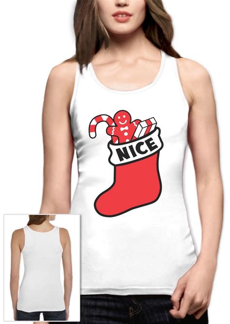 Nice And Naughty Xmas Women Tank Top Matching Couples Top Holiday T