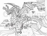 Coloring Dragon Pages Steampunk Flying Etsy Drawing Mechanical Welcome Sheets Color sketch template