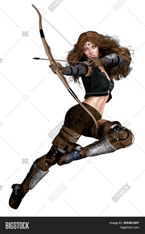 elf archer woman bow image photo  trial bigstock