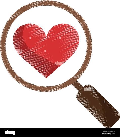 lupa de amor del corazon dibujo icono buscar imagen vector de stock alamy