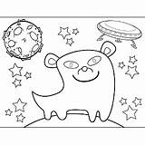 Saucer Alien Smiling Flying Space Coloring sketch template