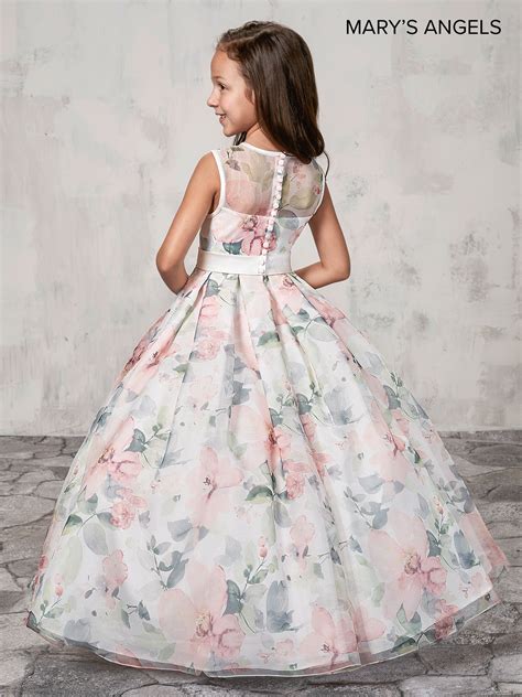 long floral print flower girl dress by mary s bridal mb9009 mary s