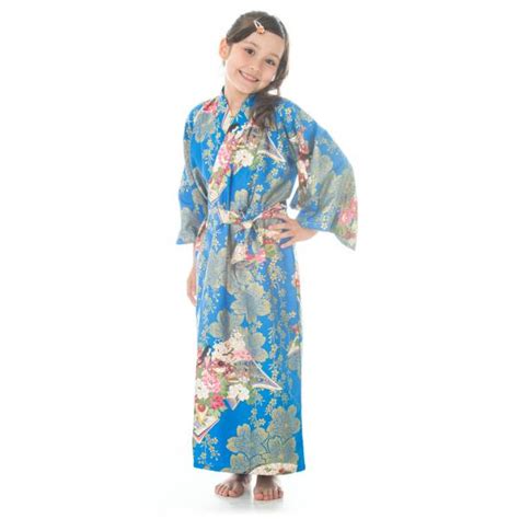 age 8 to 9 blue cotton japanese girls kimono