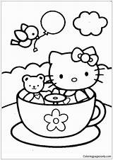 Kitty Hello Pages Teddy Bear Coloring Color sketch template