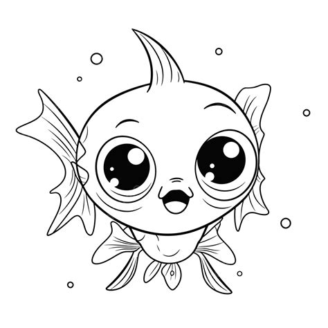baby fish coloring page vector basic simple cute cartoon skeleton fish