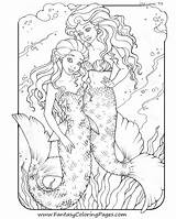 Mermaid Coloring Pages Detailed Realistic sketch template