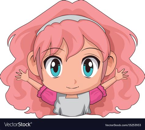 cute cartoon anime  girl chibi character vector image