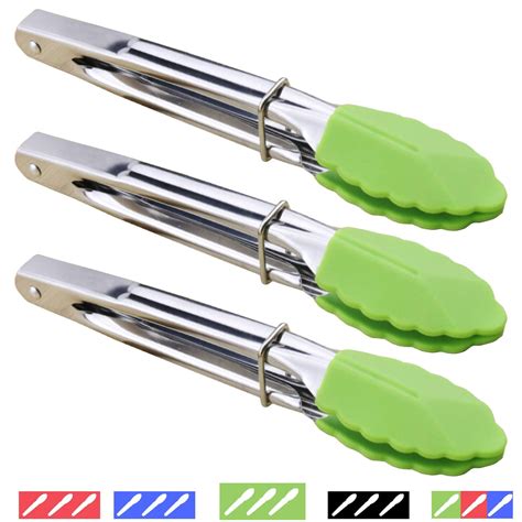 mini tongs  silicone tips   silicone cooking tongs set   stainless steel small