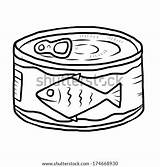 Tuna Goods Canned Template Coloring Pages Sketch Fish Cartoon Vector Drawn sketch template
