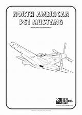 Coloring Mustang Pages Cool North American P51 Print sketch template