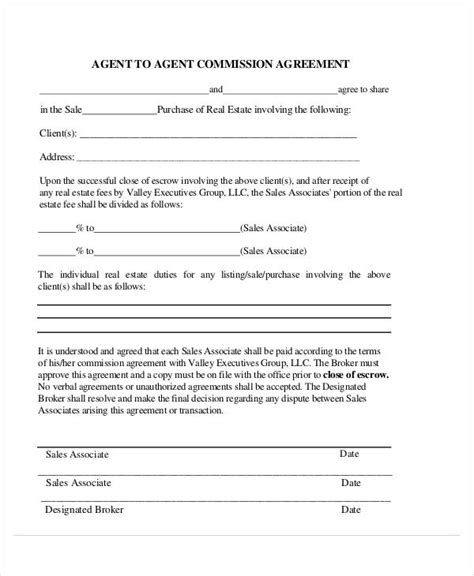 agent commission agreement templates word apple pages google docs