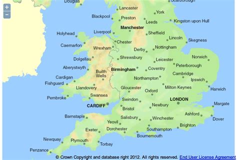 towns  england map