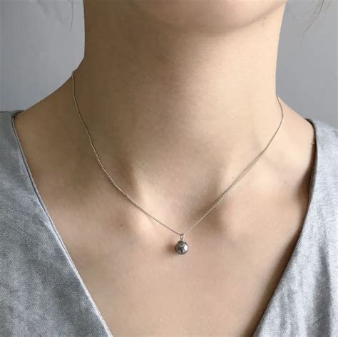 black pearl pendant  sterling silver chain necklace  women fashion elegant delicate