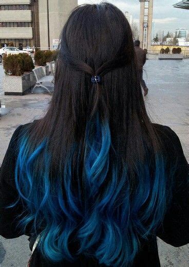 blue dark brown hair blue hair highlights black hair tips dark blue
