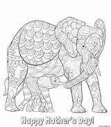 Intricate Elephant Mother sketch template