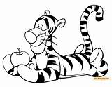 Tigger Coloring Pages Disneyclips Holding Disney Apple sketch template