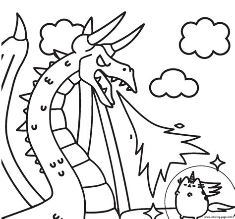 pusheen  dragon coloring page printable