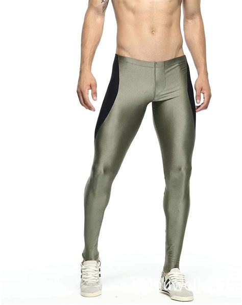 Men Tights Running Pants Patchwork Low Rise Nylon Training Pants