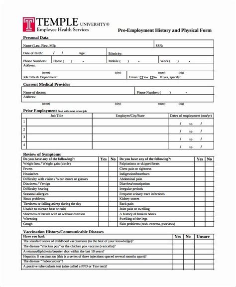 physical assessment form template collection