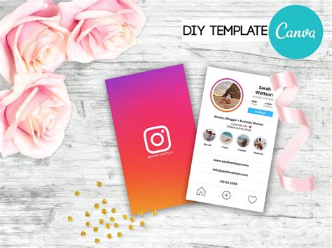 instagram business card business card canva template diy etsy