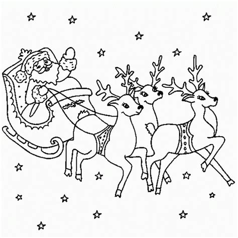 santa sleigh reindeer coloring pages santa  reindeer christmas