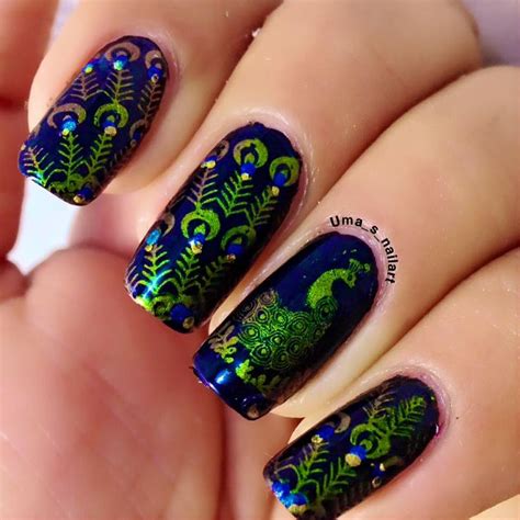 peacock nails peacock nails nails beauty