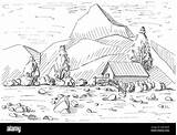 Paesaggio Montagna Montagne Vettoriale Sfondo Berge Gezeichnet Disegnato Stile Skizze Stil Gebirgslandschaft sketch template