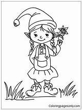 Girl Christmas Pages Elf Coloring Color Holidays Printable Coloringpagesonly sketch template