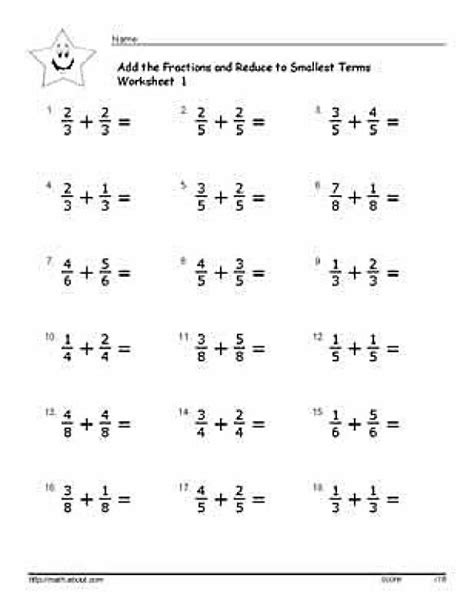 adding  subtracting fractions  denominator worksheet