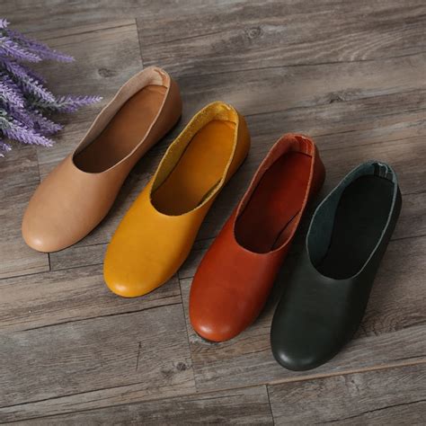 35 42 Woman Shoes Flat Genuine Leather Slip On Ballet