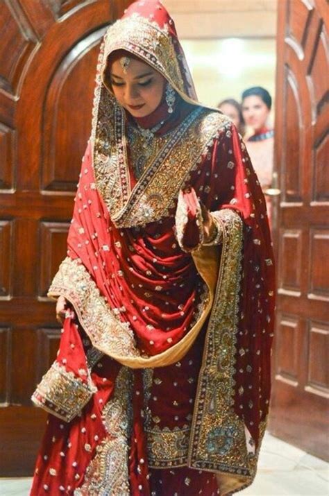 Red Saree Perfect Muslim Wedding Indian Bridal Wear