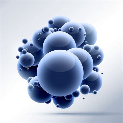 group of 3d spheres in blue color download free vector