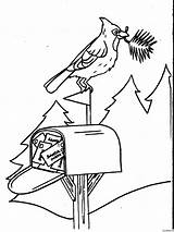 Coloring Pages Christmas Mailbox Kids Bird sketch template