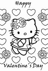 Coloring Kitty Hello Pages Valentine Happy Valentines Color Printable Sheets Beach Colouring Flower Cards Hearts Christmas Flowers Getcolorings Girls Valentin sketch template