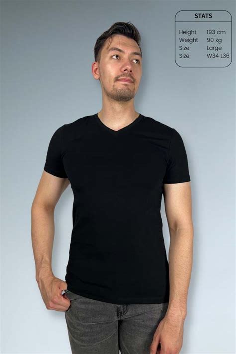 Slim Fit V Neck T Shirt Black Tall Origin