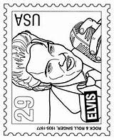 Elvis Coloring Presley Pages Stamp Sheets Postage Printable Color Activity Colouring Stamps Adult Drawing Postal Print Book Clipart Kleurplaat Printables sketch template