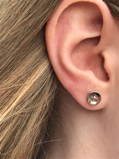 sterling silver button ear studs etsy