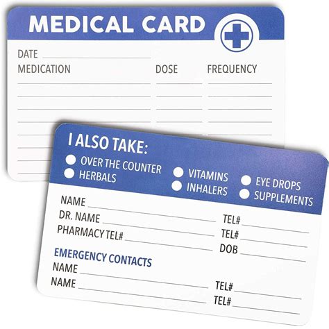 packs emergency medical information alert cards card stock