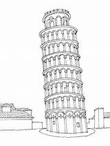 Pisa Torre Inclinada Pintar Italie sketch template