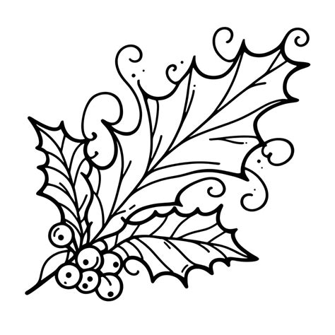 print christmas holly coloring page  print  color