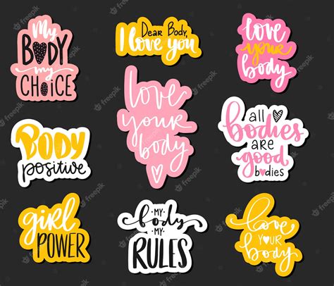 premium vector body positive feminism sticker collection love your