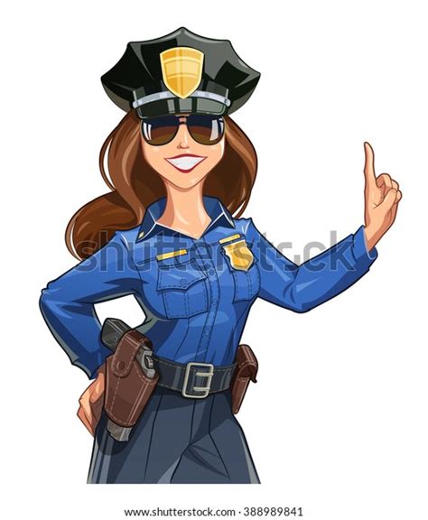 beautiful girl policeofficer uniform vector illustration