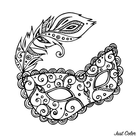 carnival mask simple carnival adult coloring pages