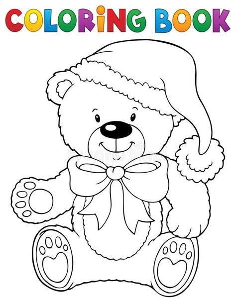 coloring book christmas teddy bear topic vector illustration teddy bear
