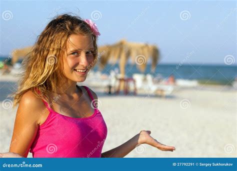 happy teen girl on the beach stock image image of outdoor people