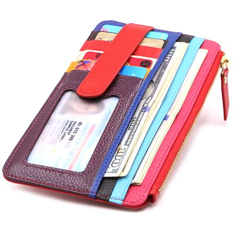 galleon womens credit card holder wallet leather zipper pocket id